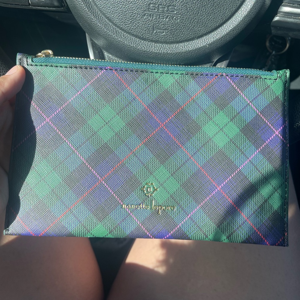 Nanette Lepore Green and Purple Plaid Clutch
